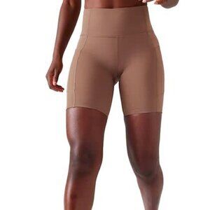 Athleta ultimate stash 7" biker short brown size XS workout short gym athletic